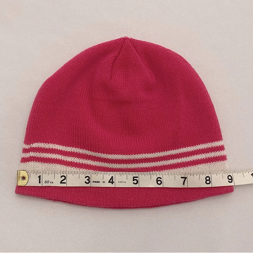 Vintage Pink And White Striped Beanie Winter Hat